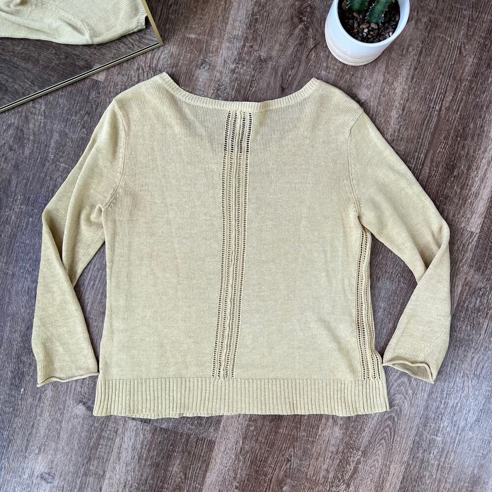 Eileen Fisher Peach Knit Long Sleeve Shirt Linen - Picture 2 of 4